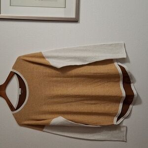 Smartwool Shadow Pine Colorblock Crewneck Honey Gold/ Natural Women's Sweater Xl